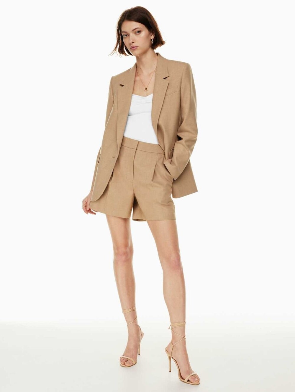WILFRED Ibiza Shorts Beige Contemporary Pleated Size 2 Aritzia